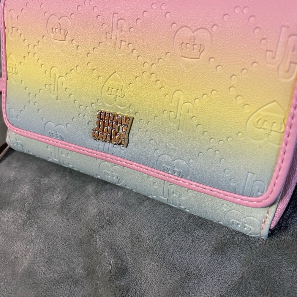 Juicy Couture Pink and Yellow Backpack with Wallet - Picture 6 of 12